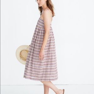 Madewell Scalloped Midi Dress in Rainbow Gingham